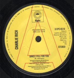 Charlie Rich - Since I Fell For You - 7 Inch