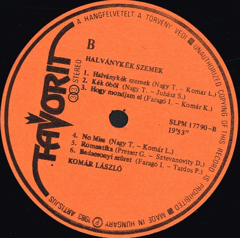 Komar Laszlo - Halvanykek Szemek - Lp