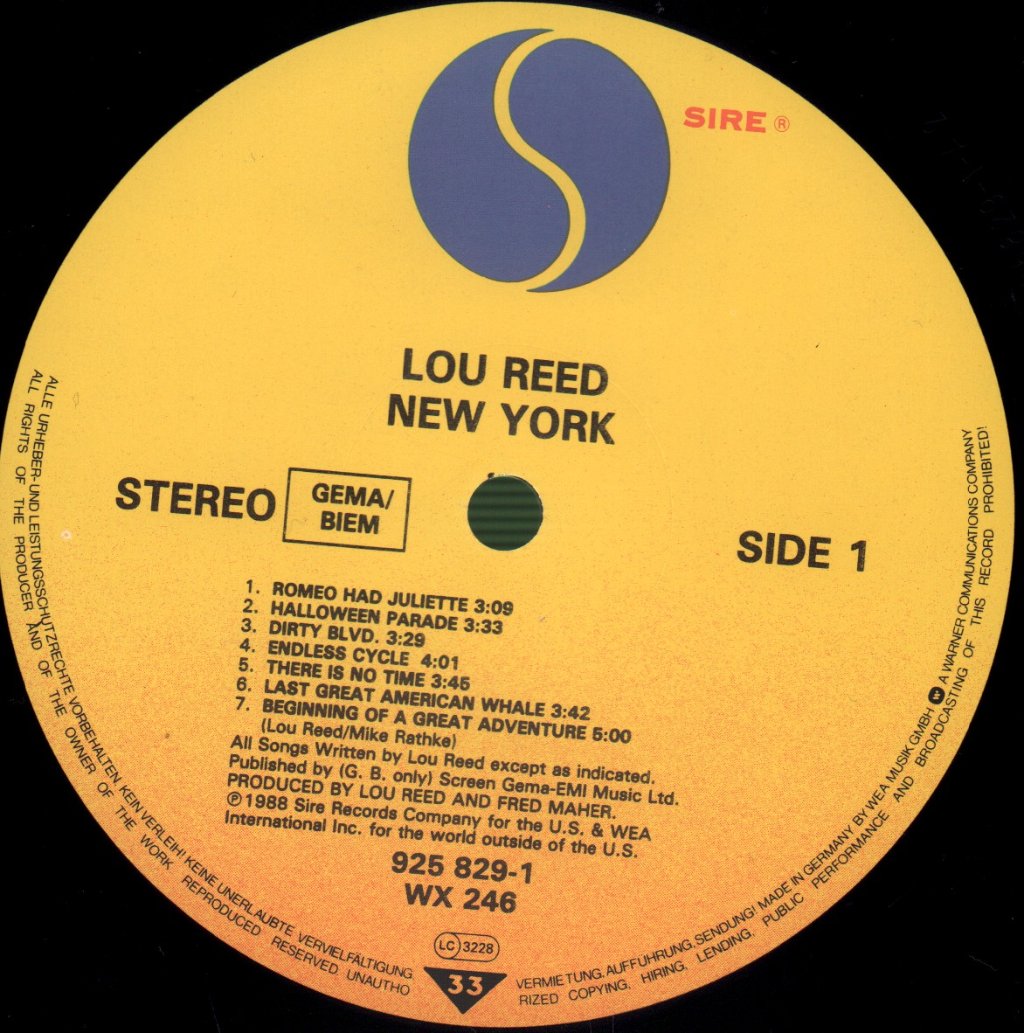 Lou Reed - New York - Lp