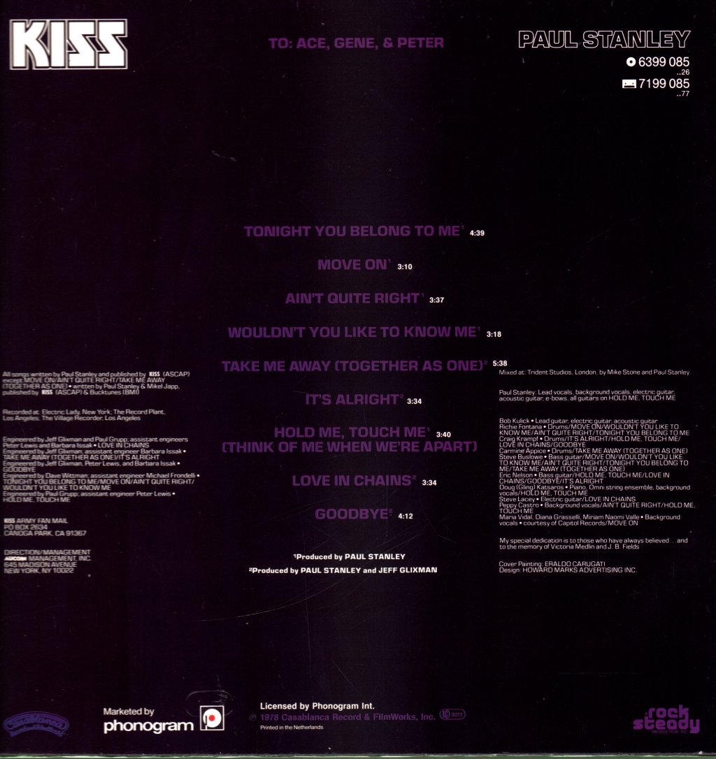 Paul Stanley (Kiss) - Solo Album - Lp