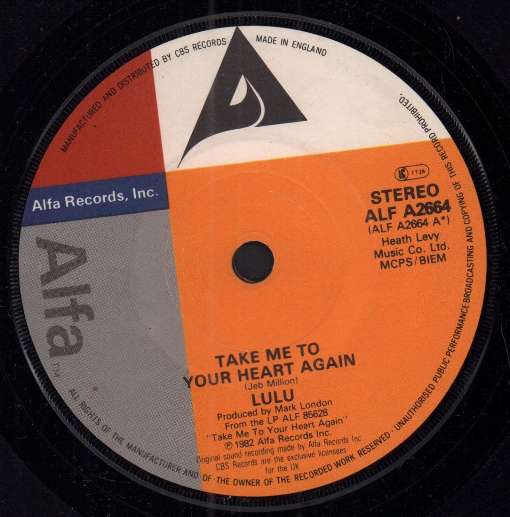 Lulu - Take Me To Your Heart Again - 7 Inch