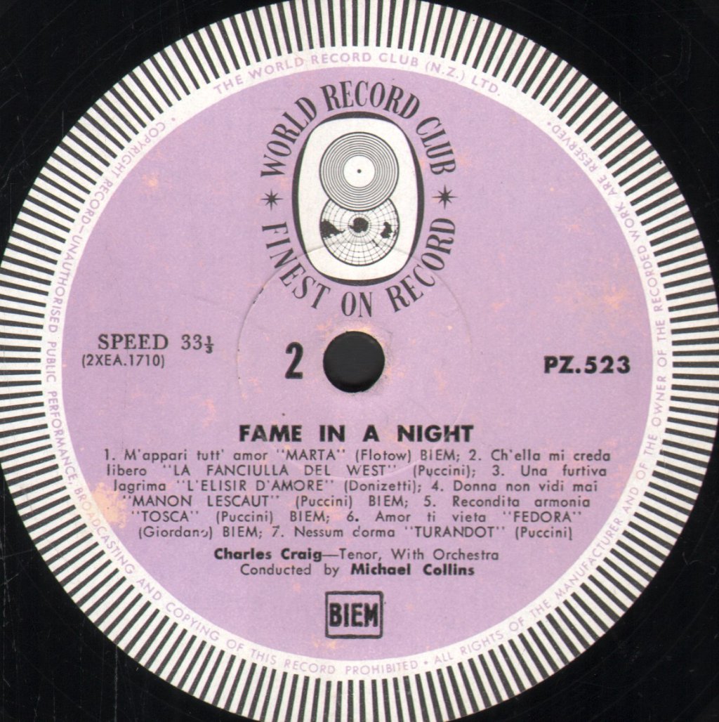 Charles Craig - Fame In A Night - Lp