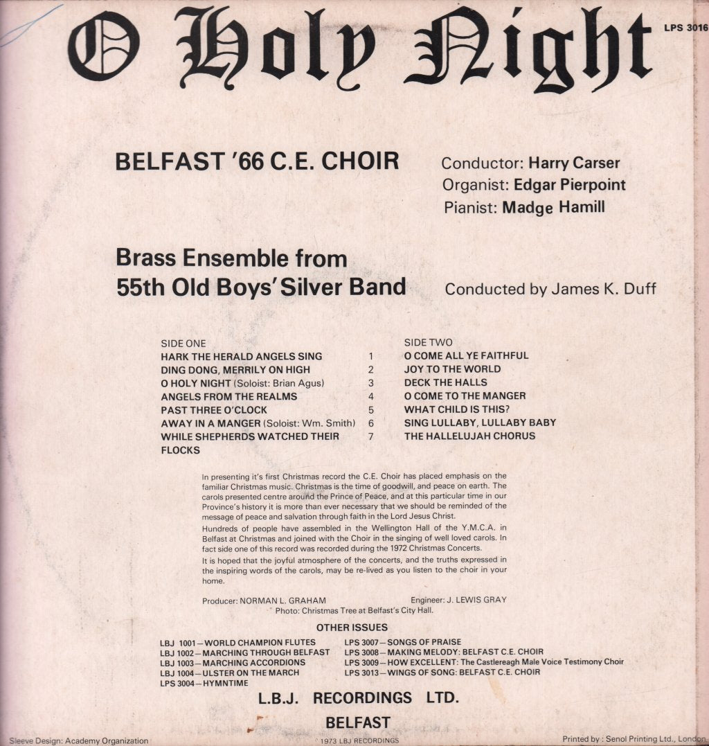 '66 C.E. Choir Belfast - O Holy Night - Lp