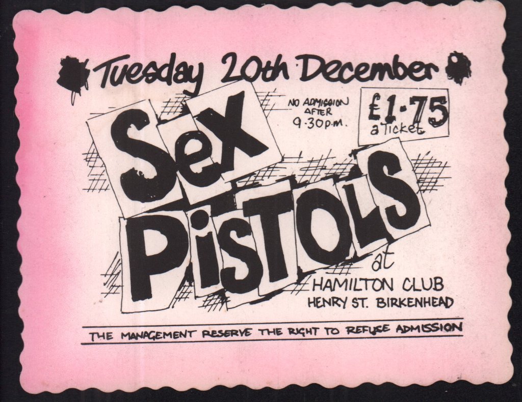 Sex Pistols - hamilton club birkenhead tuesday 20th december 1977 - Ticket
