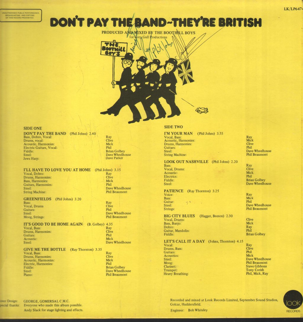 Boothill Boys - Don't Pay The Band - They're British - Lp
