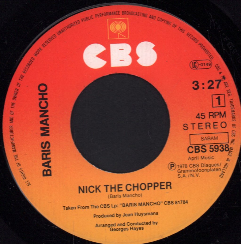 baris mancho - Nick The Chopper / Lucky Road - 7 Inch