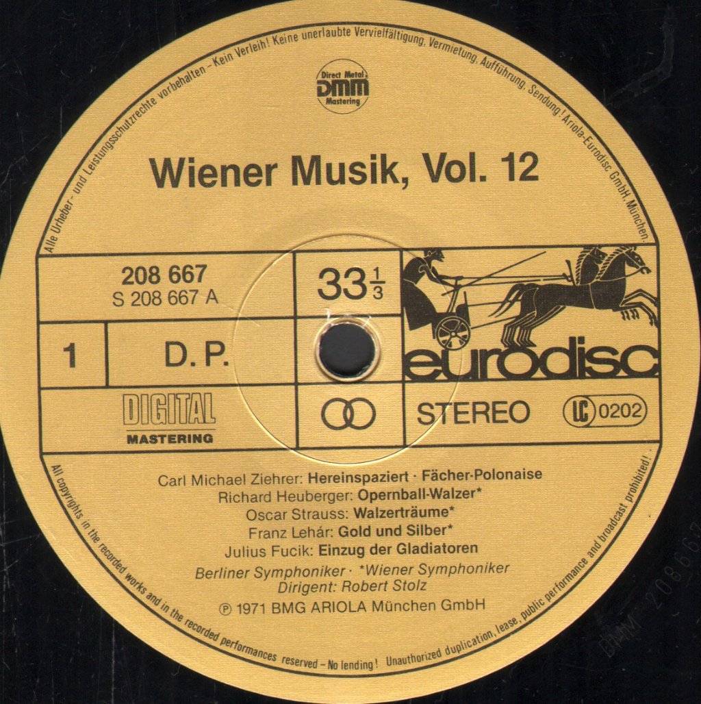Robert Stolz / Berliner Symphoniker / Wiener Symphoniker - Wiener Musik Vol. 12 (Music Of Vienna) - Lp