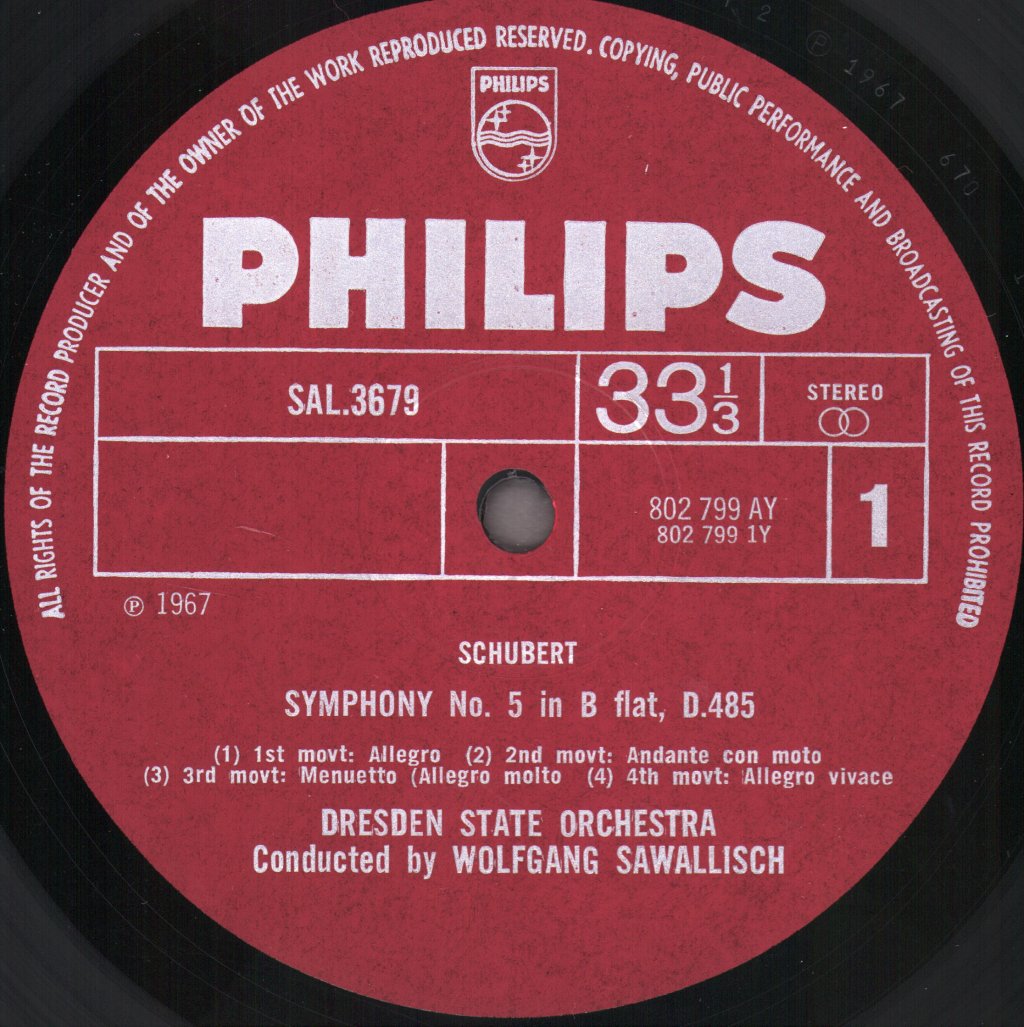 Wolfgang Sawallisch / Dresden State Orchestra - Schubert - Symphony No. 5 In B Flat, D.485 / Symphony No. 6 In C, D.589 (“The Little”) - Lp