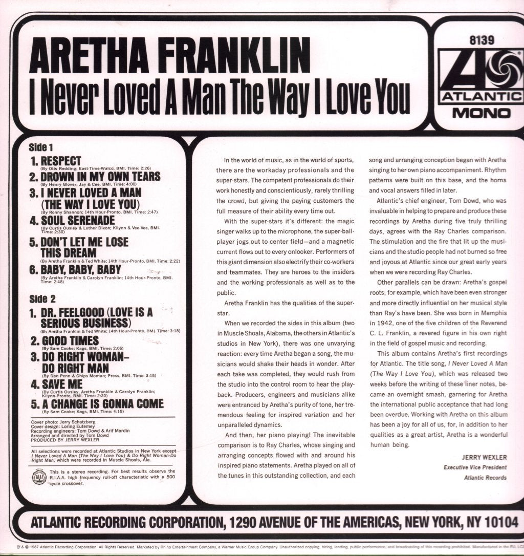 Aretha Franklin - I Never Loved A Man The Way I Love You - Lp