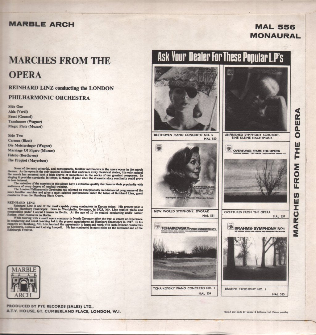London Philharmonic Orchestra / Reinhard Linz Gaetano Cavalli - Marches From The Opera - Lp