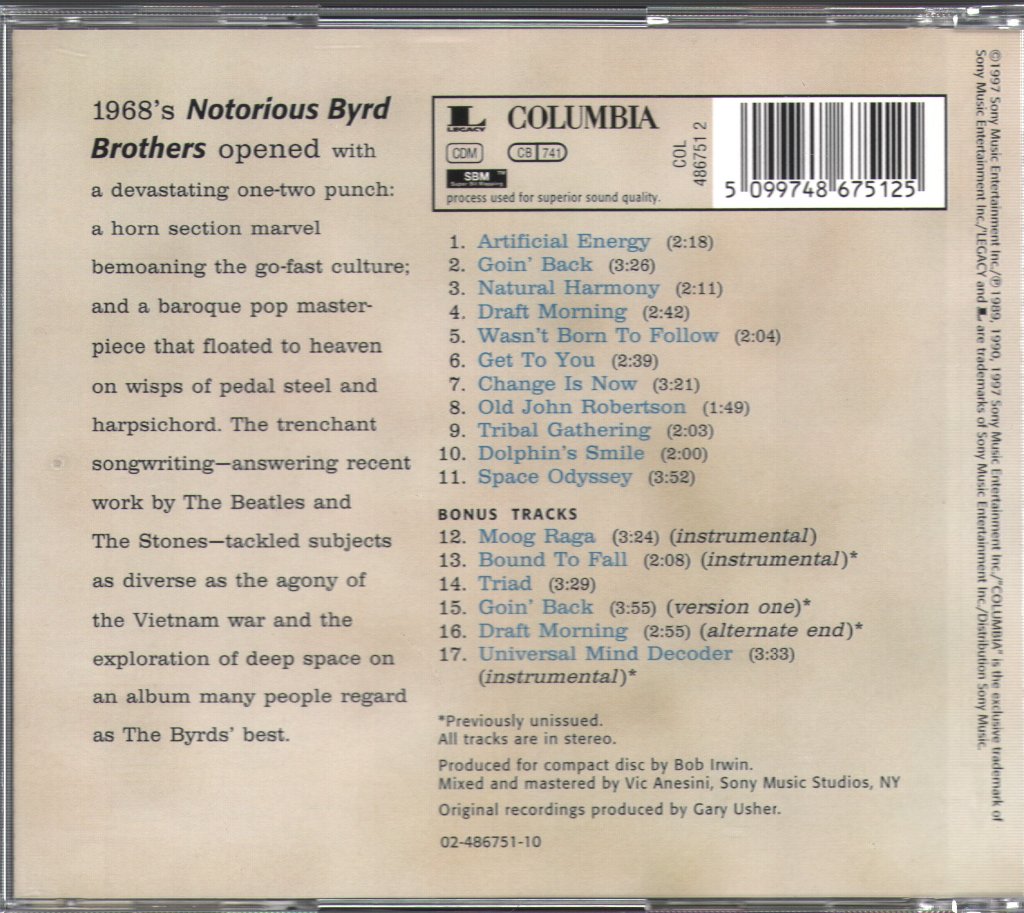 Byrds - Notorious Byrd Brothers - Cd