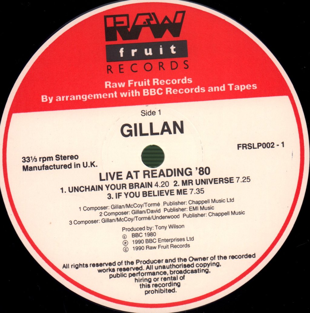 Gillan - Live At Reading ‘80 (Friday Rock Show sessions) - Lp