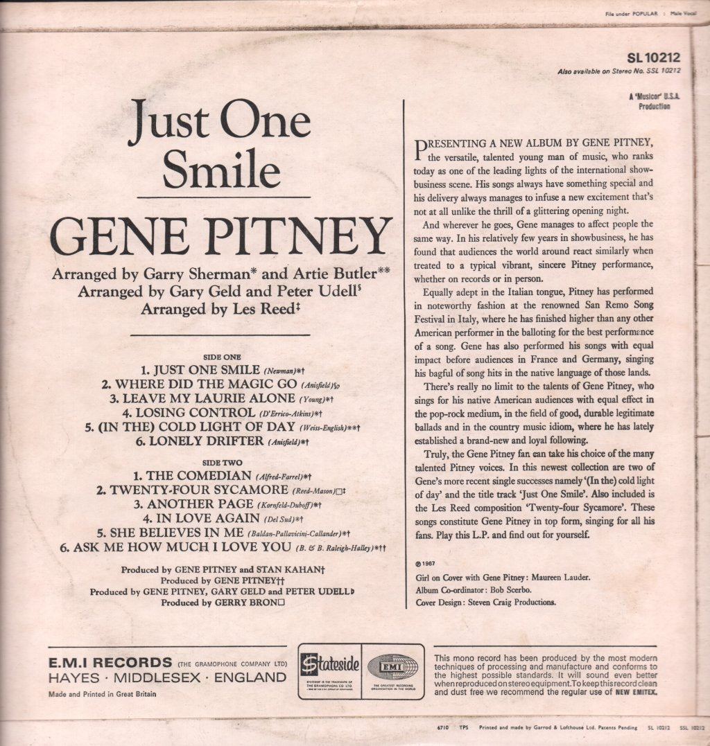 Gene Pitney - Just One Smile - Lp