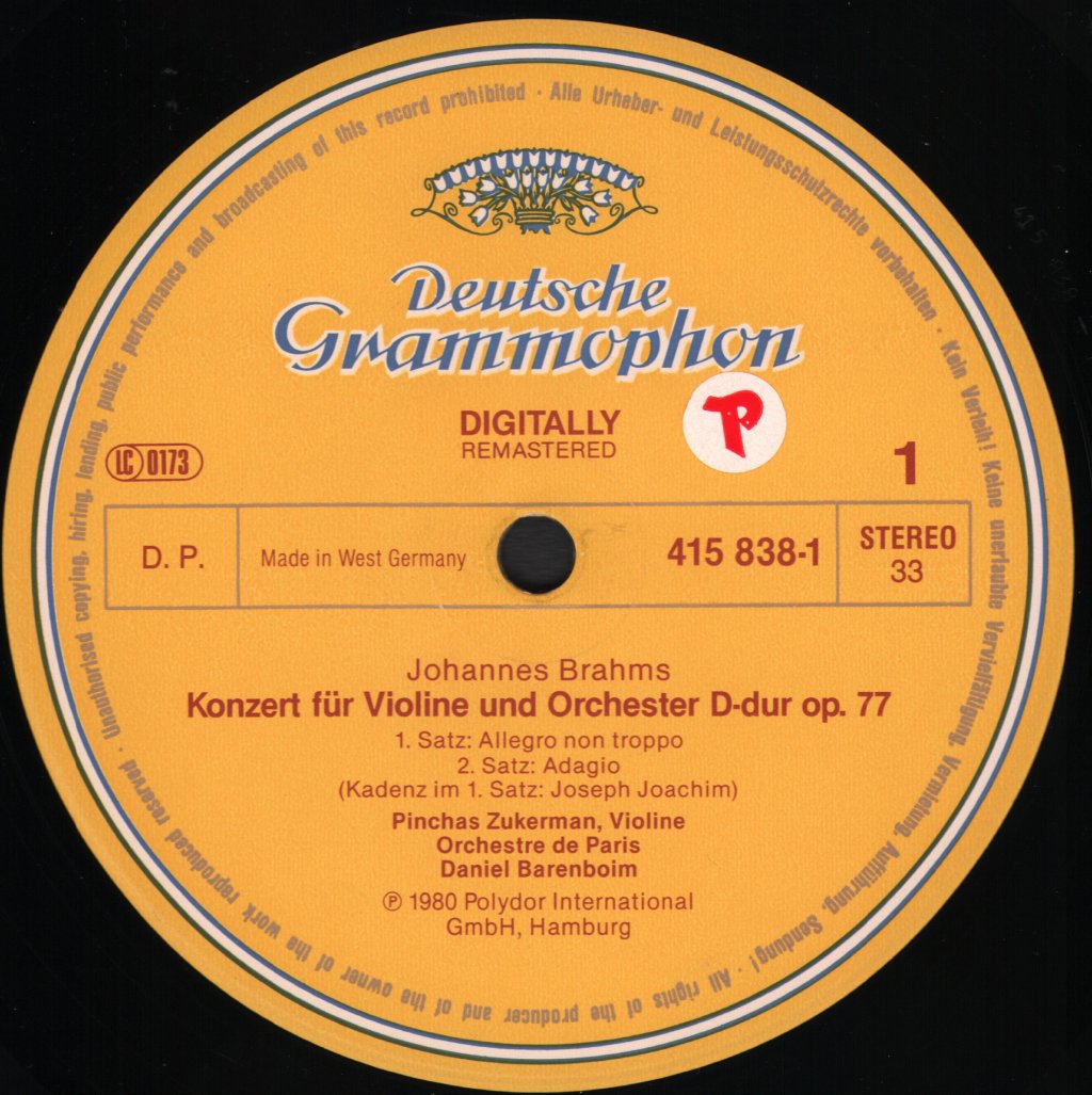 Pinchas Zukerman / Daniel Barenboim - Johannes Brahms - Violin Concerto / Sonata No.2 - Lp