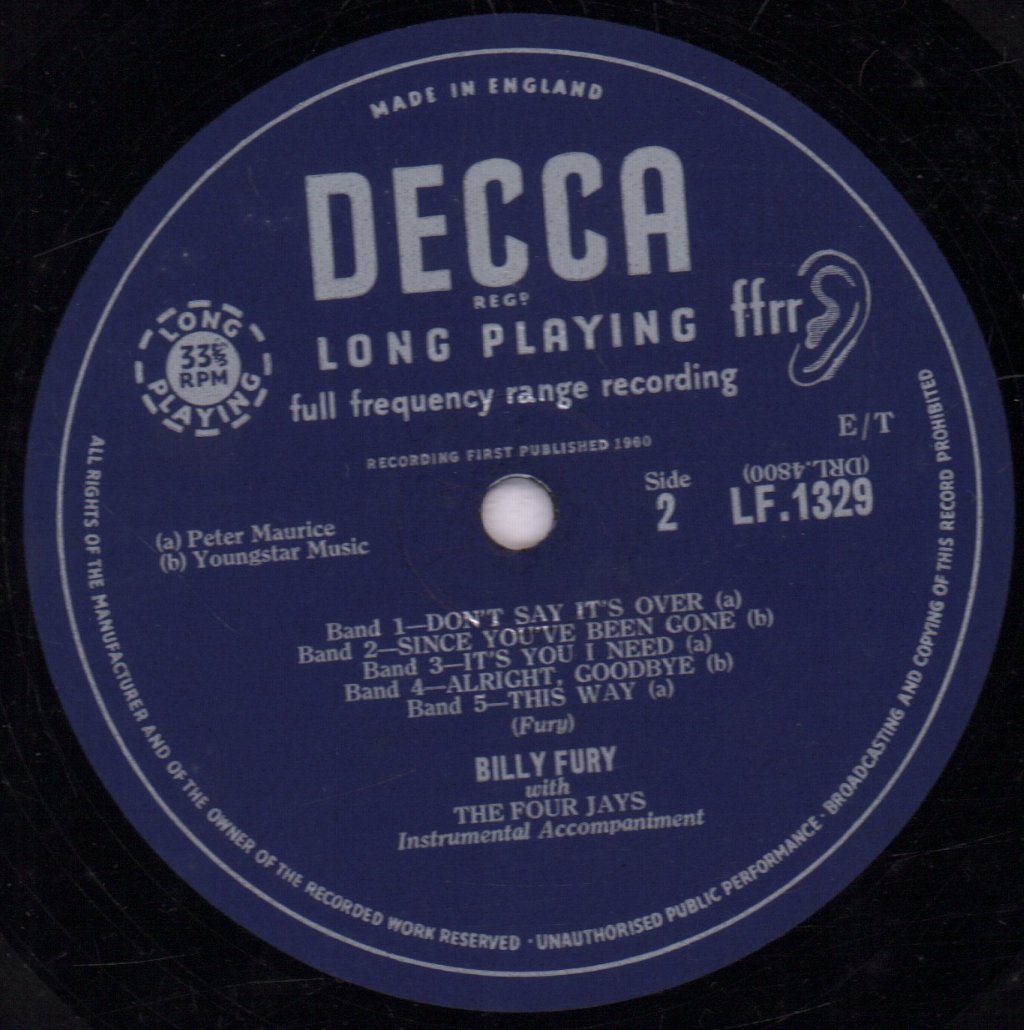 Billy Fury with the Four Jays - Sound Of Fury - 10 Inch