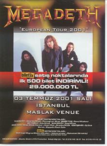 Megadeth - European Tour 2001 - Flyer