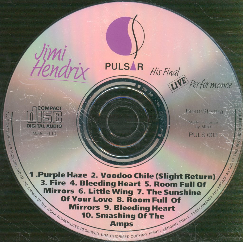 Jimi Hendrix - His Final Live Performance - Cd