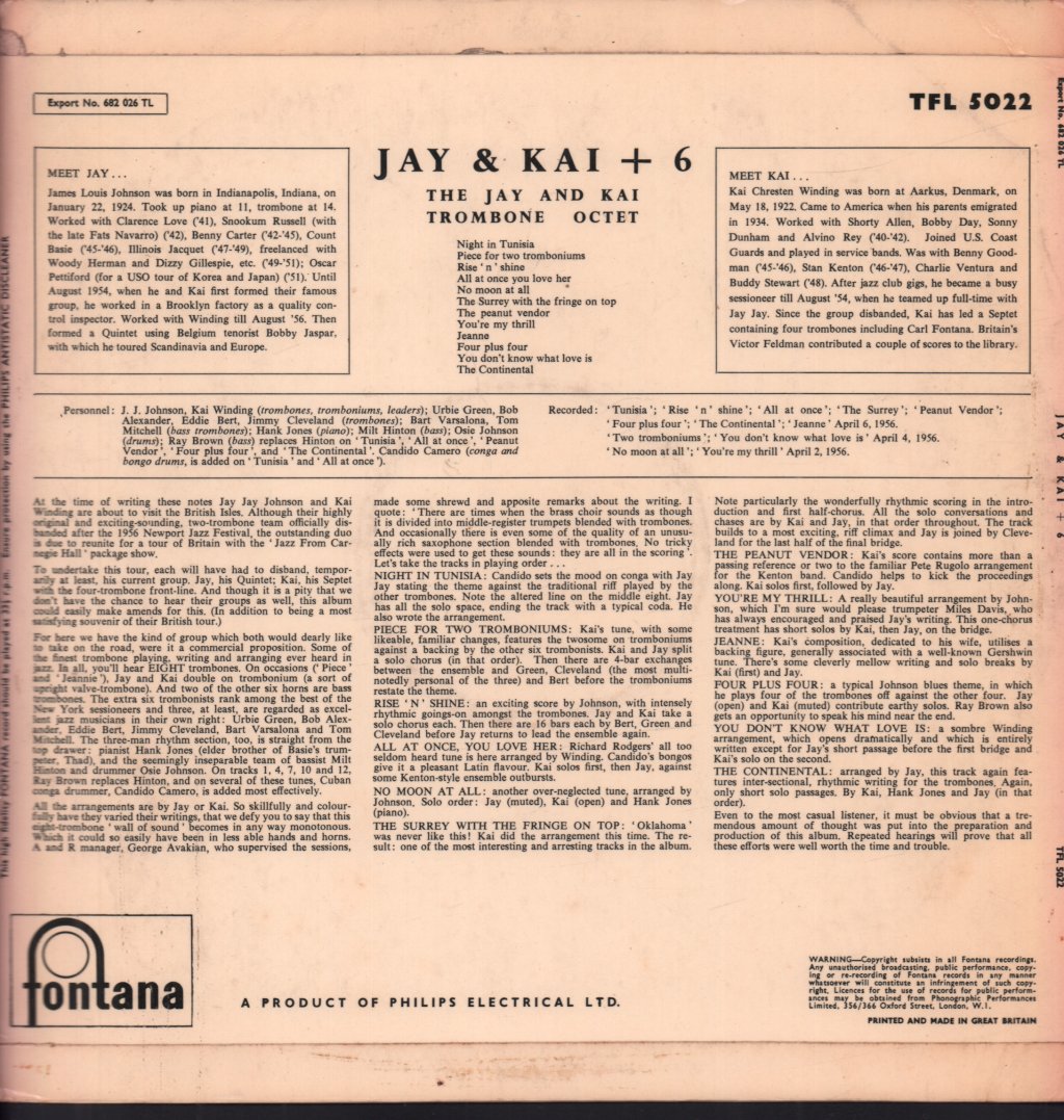 Jay and Kai Trombone Octet - Jay & Kai + 6 - Lp