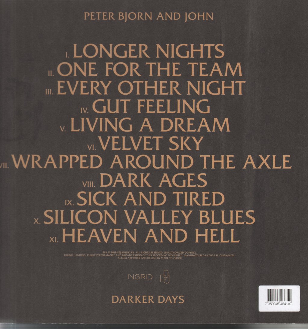 Peter Bjorn And John - Darker Days - Lp