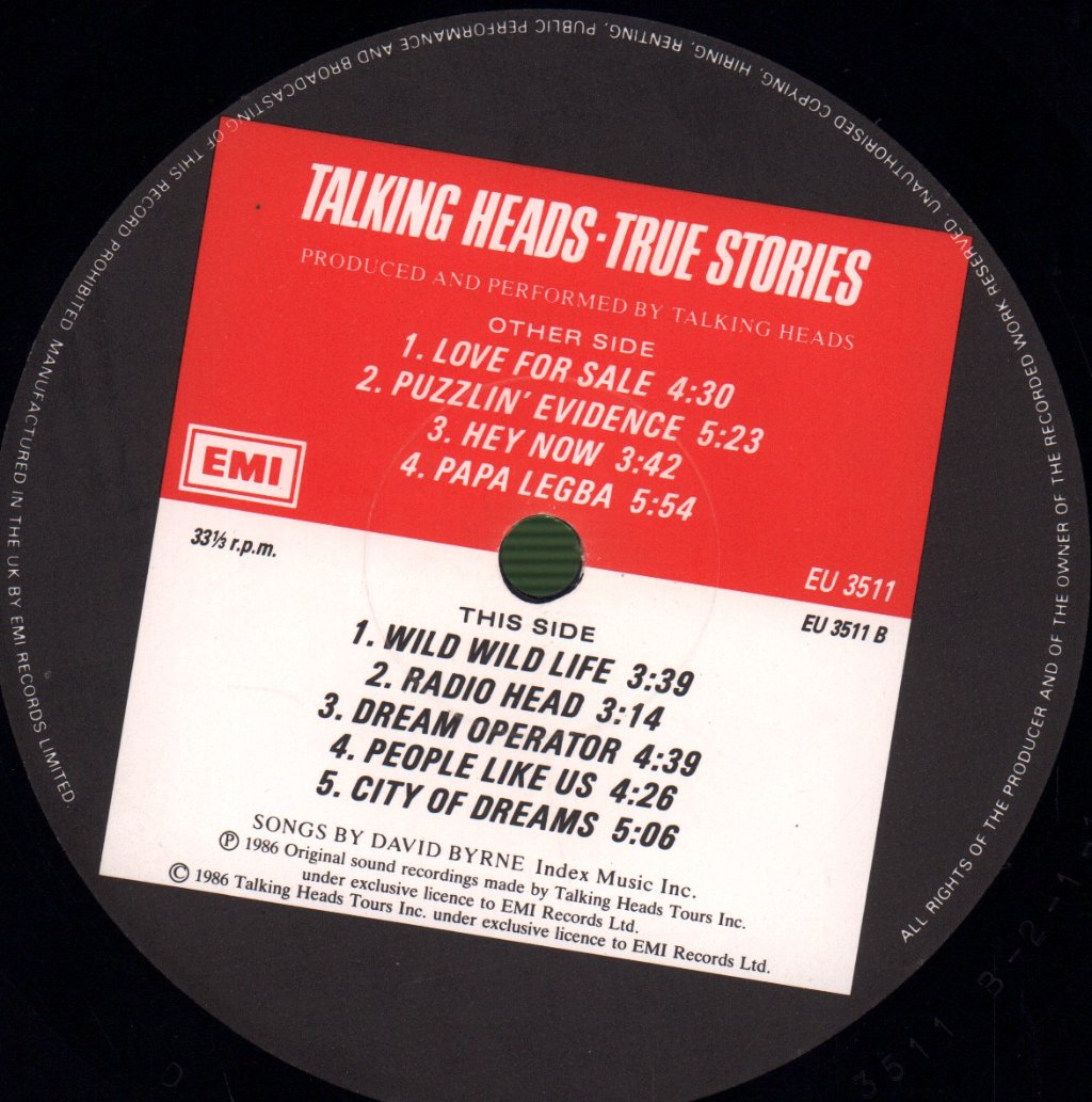 Talking Heads - True Stories - Lp