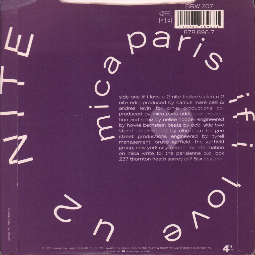 Mica Paris - If I Love U 2 Nite - 7 Inch