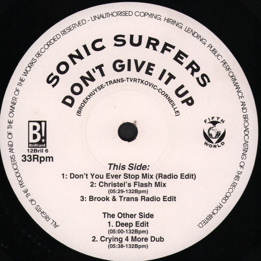 Sonic Surfers - Don't Give It Up - 12 Inch
