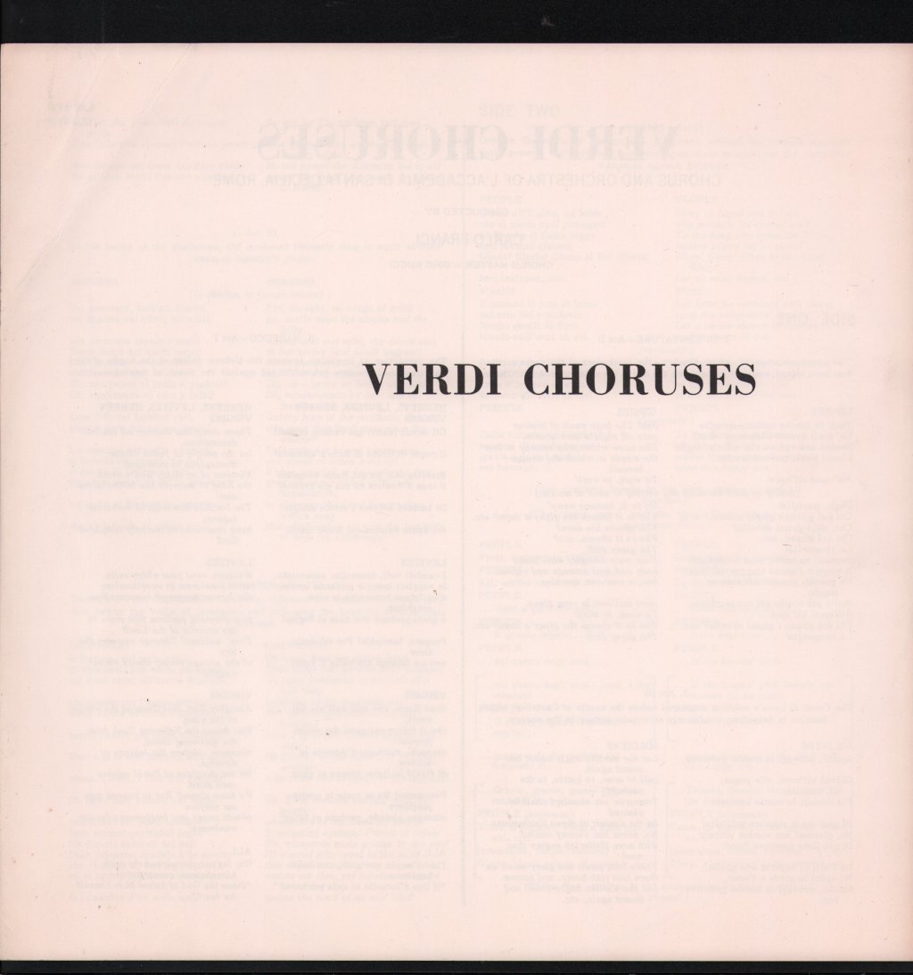 Chorus And Orchestra Of The Accademia di Santa Cecilia, Rome / Carlo Franci - Verdi Choruses - Lp