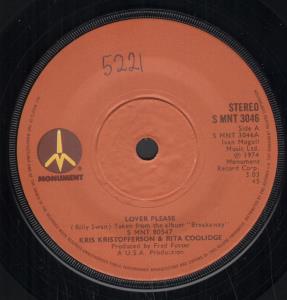 Kris Kristofferson And Rita Coolidge - Lover Please - 7 Inch
