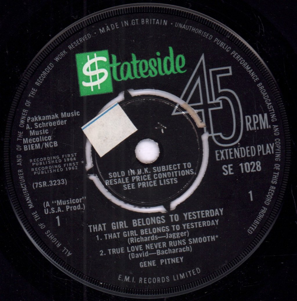 Gene Pitney - That Girl Belongs To Yesterday - 7 Inch