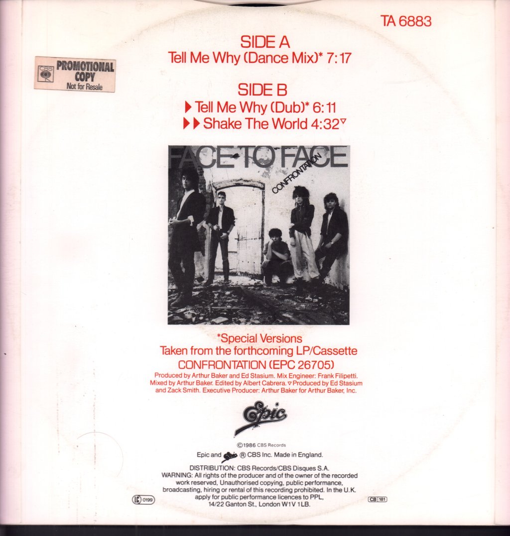 Face To Face (80'S Group) - Tell Me Why - 12 Inch