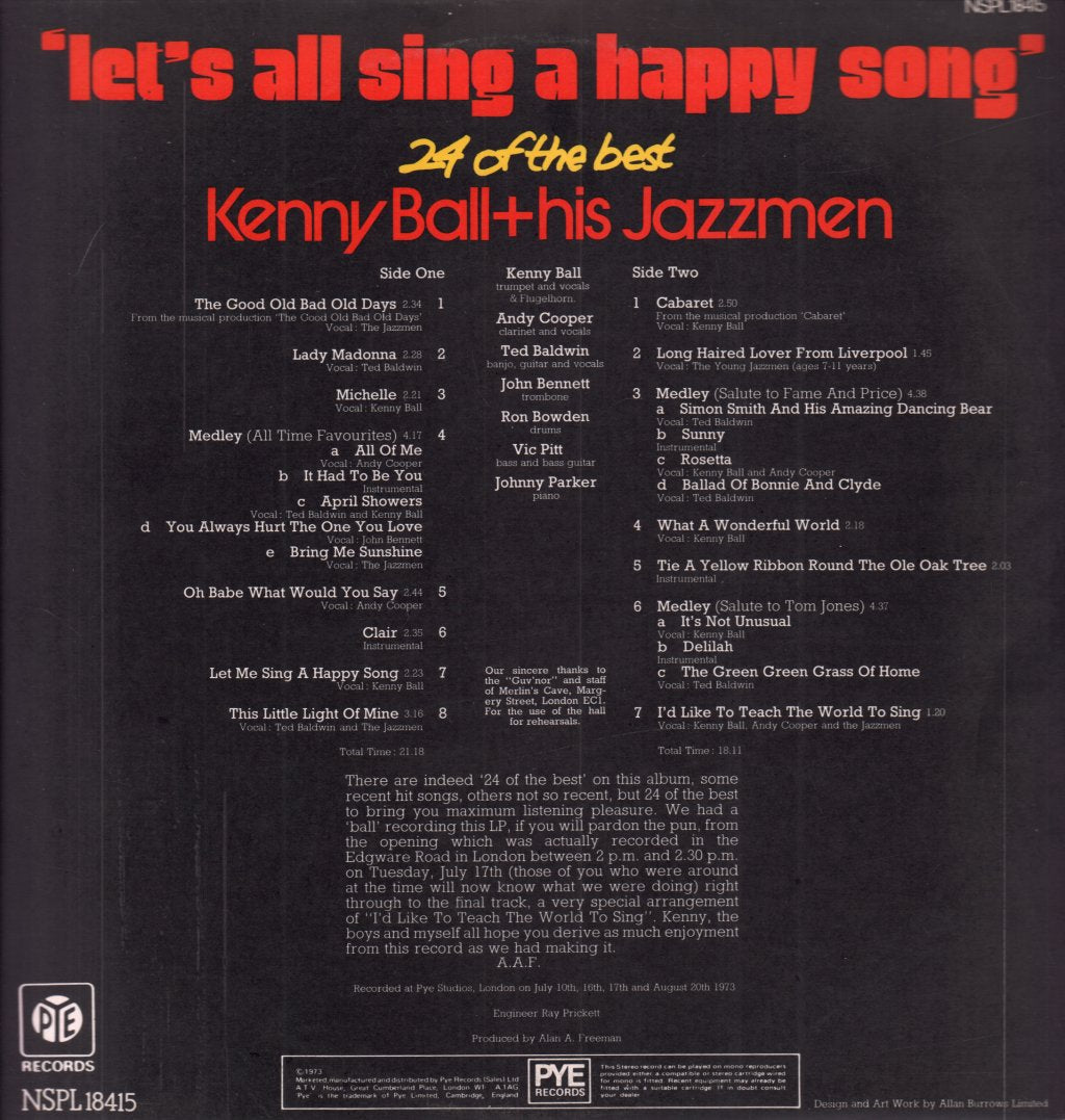 Kenny Ball And His Jazzmen - Let's All Sing A Happy Song - Lp