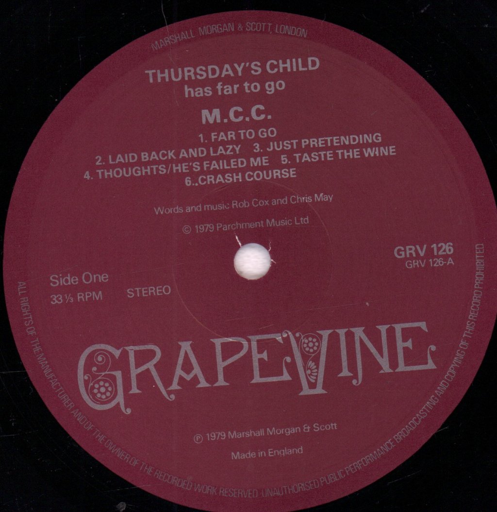 m.c.c. - Thursday's Child Has Far To Go - Lp