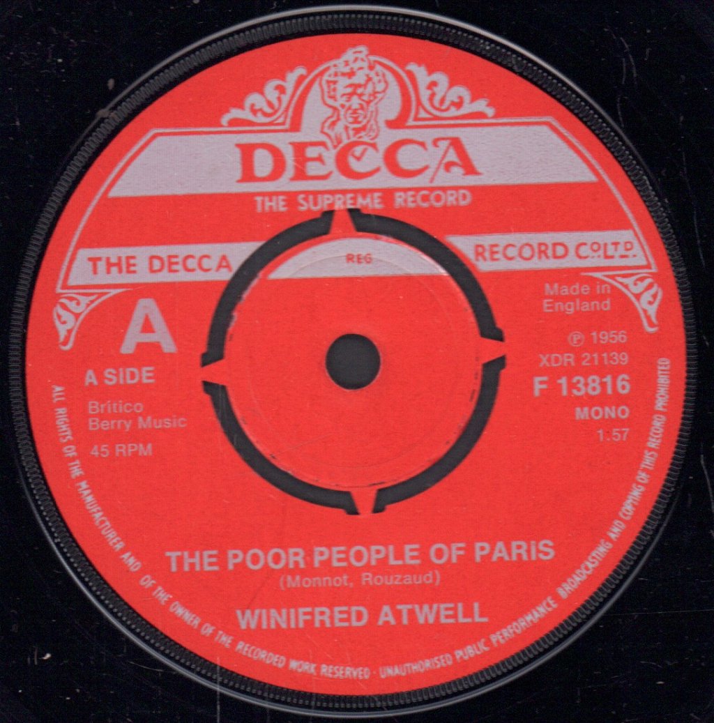 Winifred Atwell - Poor People Of Paris - 7 Inch