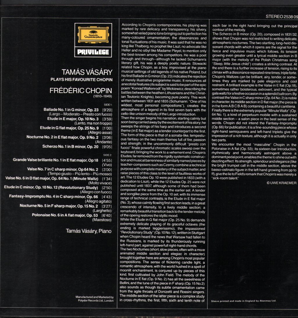 Tamas Vasary - Tamas Vasary Plays His Favourite Chopin - Lp