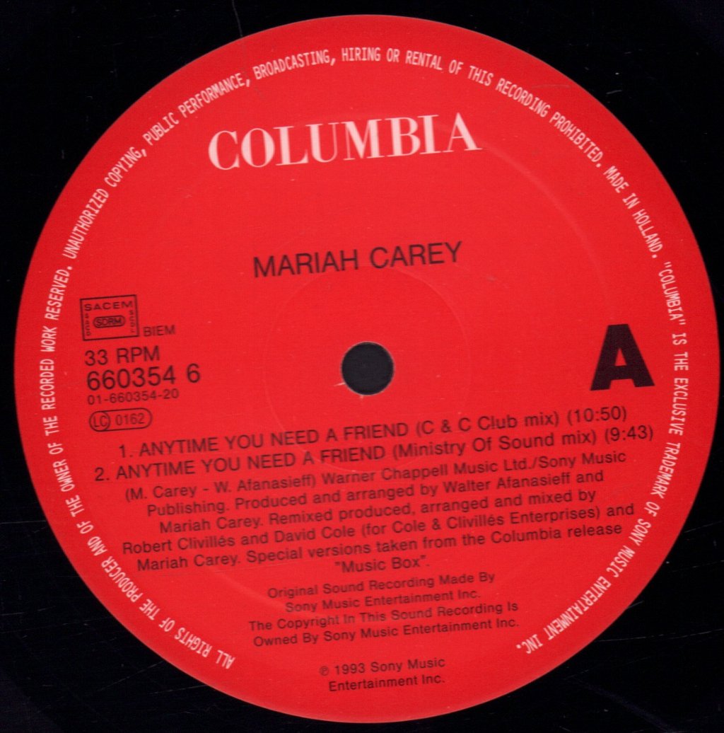 Mariah Carey - Anytime You Need A Friend - 12 Inch