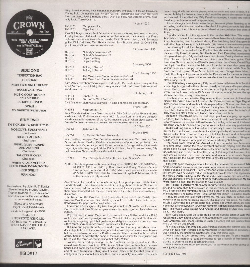 Rhythm Rascals - Music Goes 'Round And Around - Lp