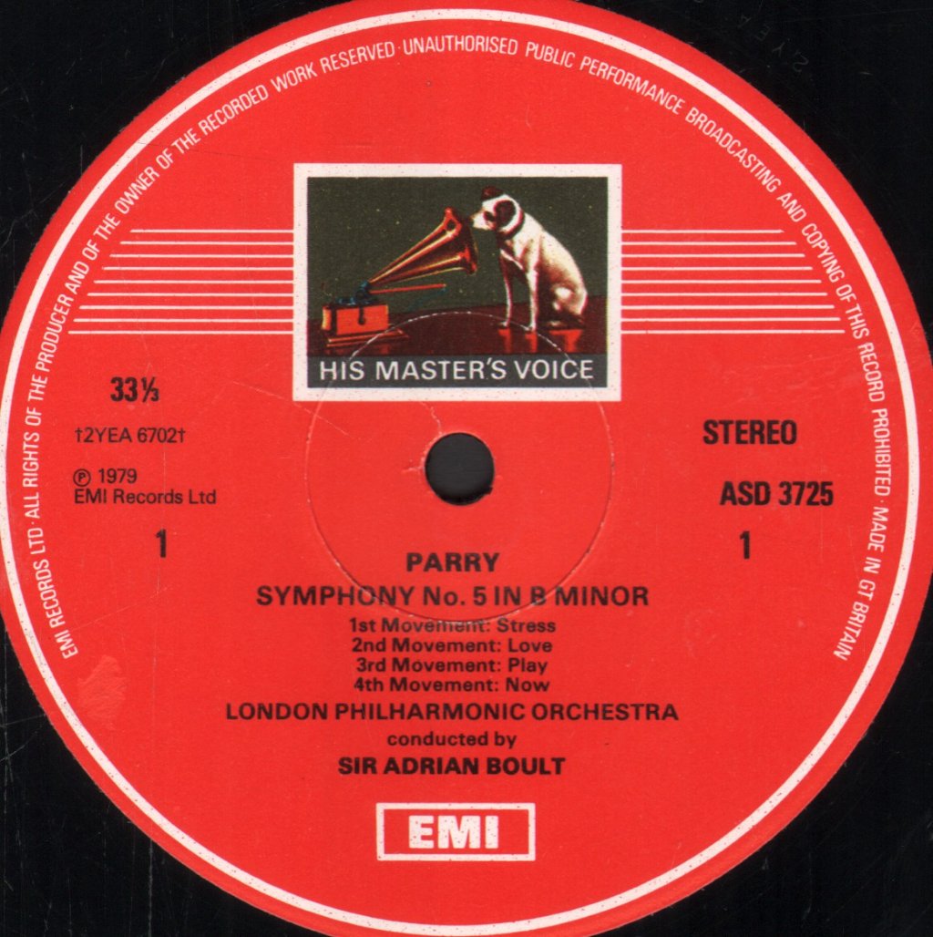 Sir Adrian Boult / London Philharmonic Orchestra - Parry Symphony No.5 / Symphonic Variations - Lp