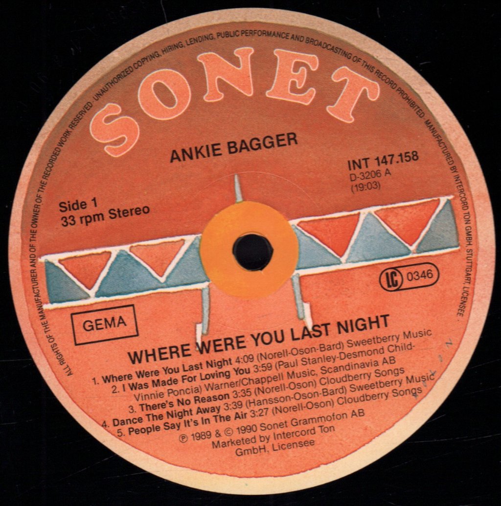 Ankie Bagger - Where Were You Last Night - Lp