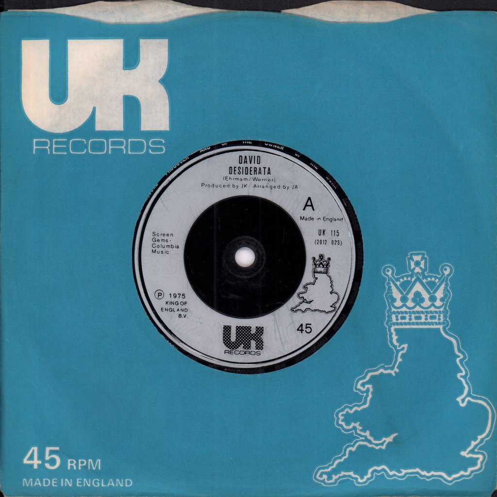 David (70'S Pop) - Desiderata - 7 Inch