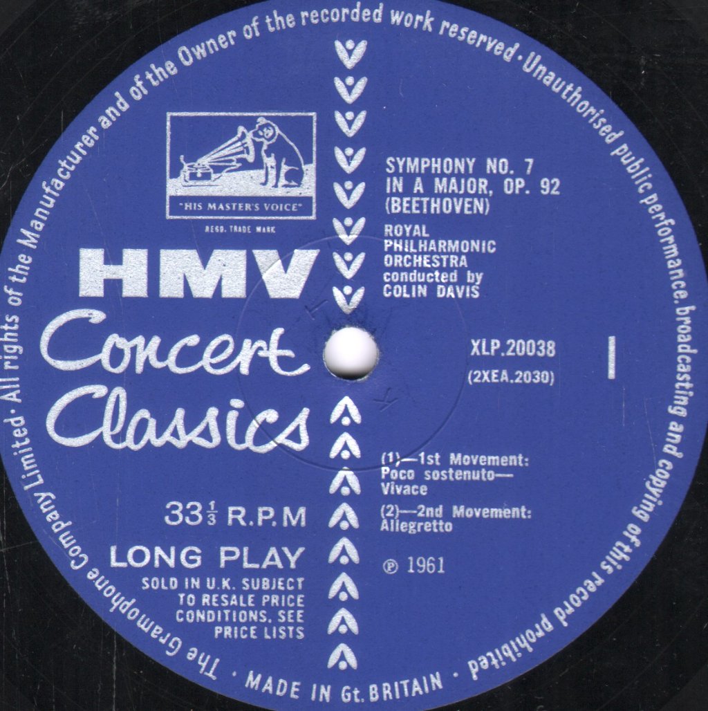 Colin Davis / Royal Philharmonic Orchestra - Beethoven - Symphony No. 7 In A, Op 92 - Lp