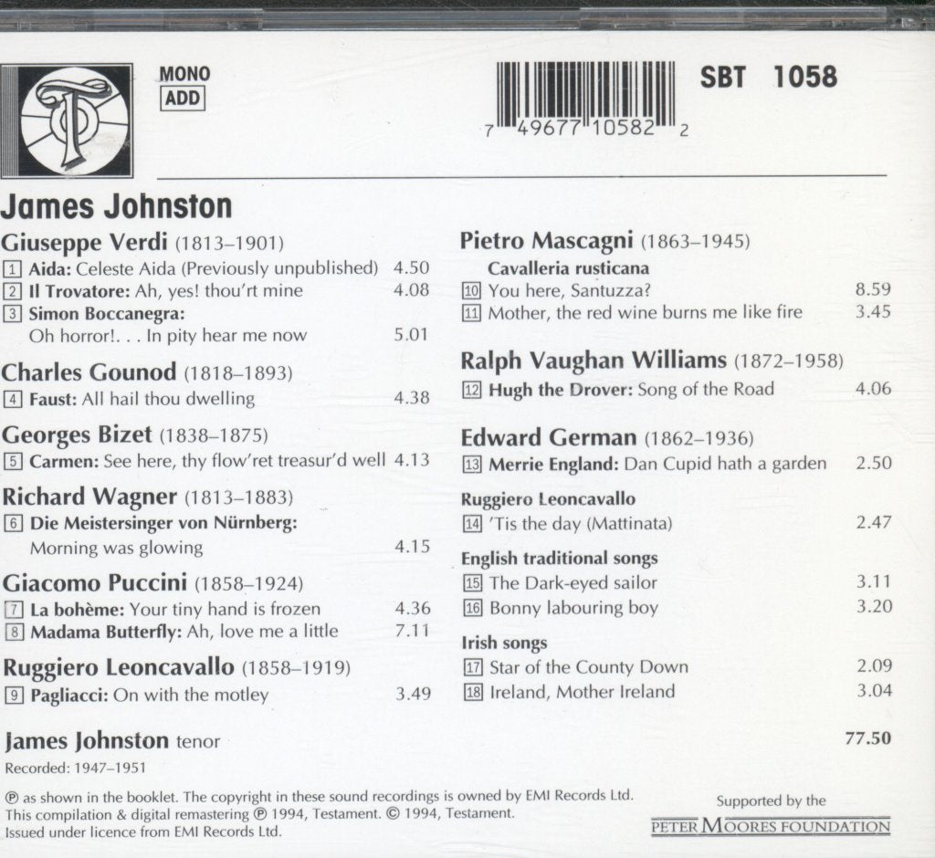 James Johnston (light opera) - Opera And Song - Cd