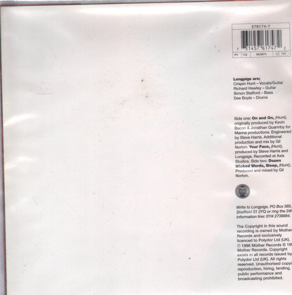 Longpigs - On And On - 7 Inch