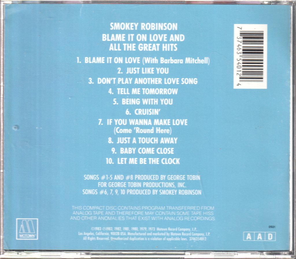 Smokey Robinson - Blame It On Love And All The Great Hits - Cd