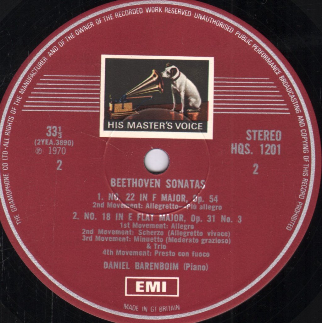 Daniel Barenboim - Beethoven Sonatas - No. 16 In G / No. 18 In E Flat / No. 22 In F - Lp