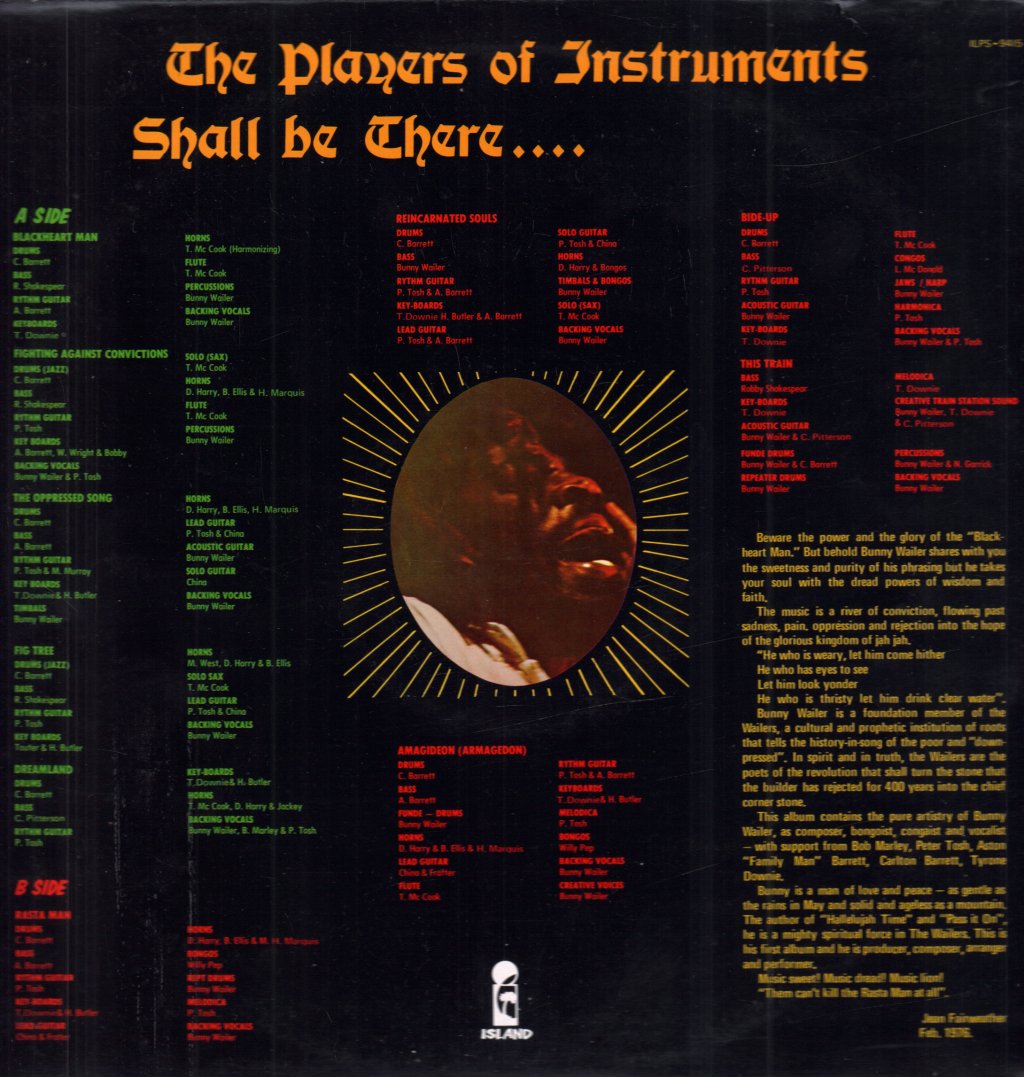 Bunny Wailer - Blackheart Man - Lp