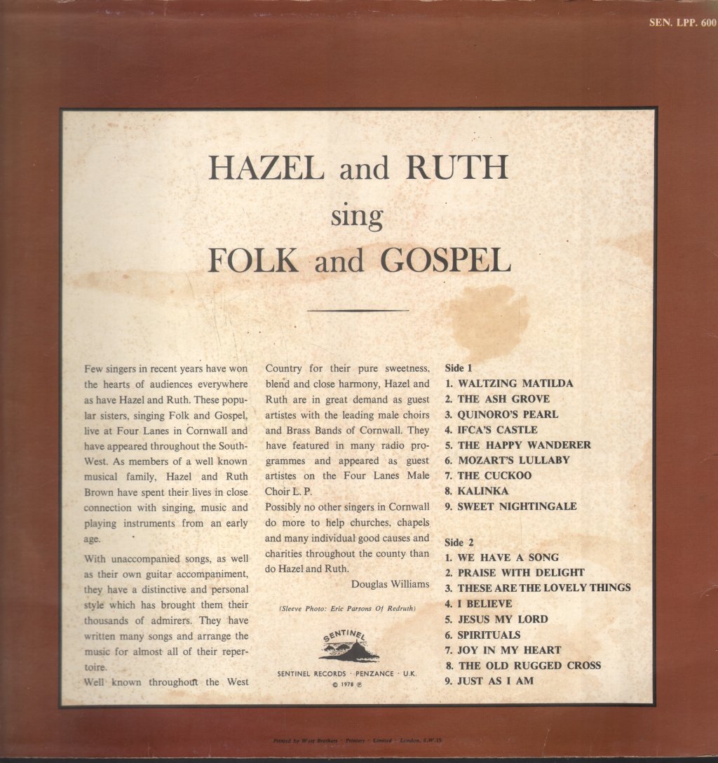 Hazel and Ruth - Sing Folk & Gospel - Lp