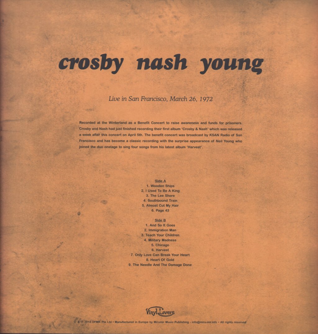 david crosby graham nash neil young - San Francisco Benefit Concert - Lp