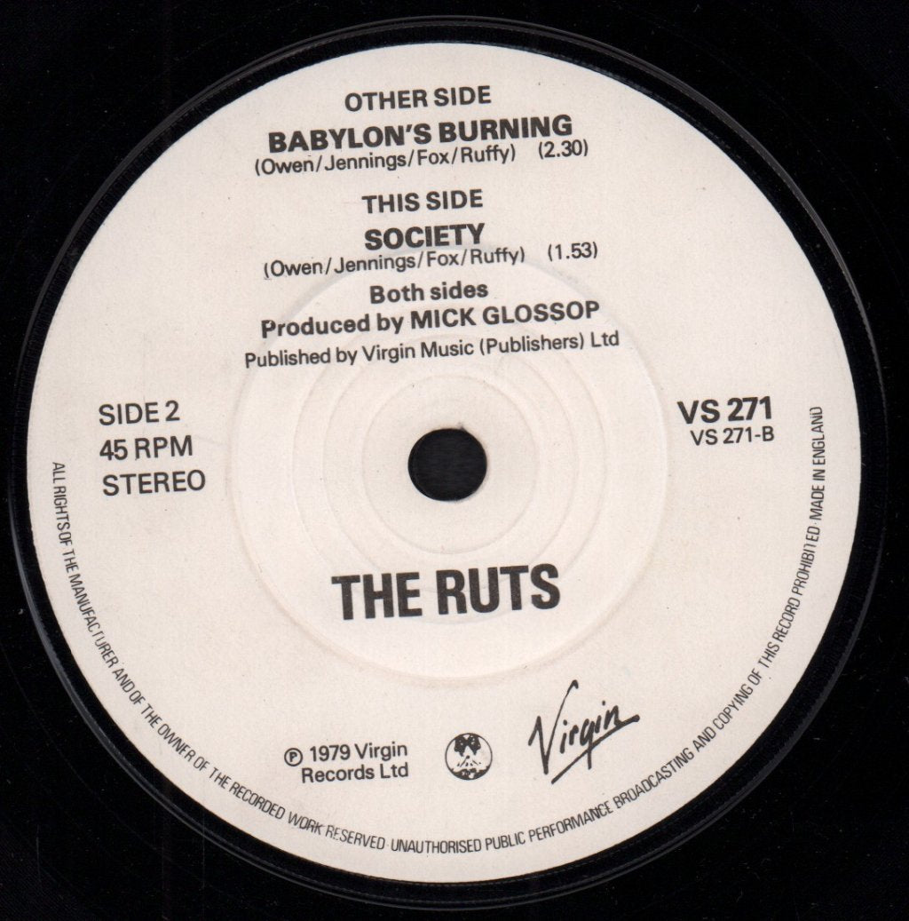 Ruts - Babylon's Burning - 7 Inch