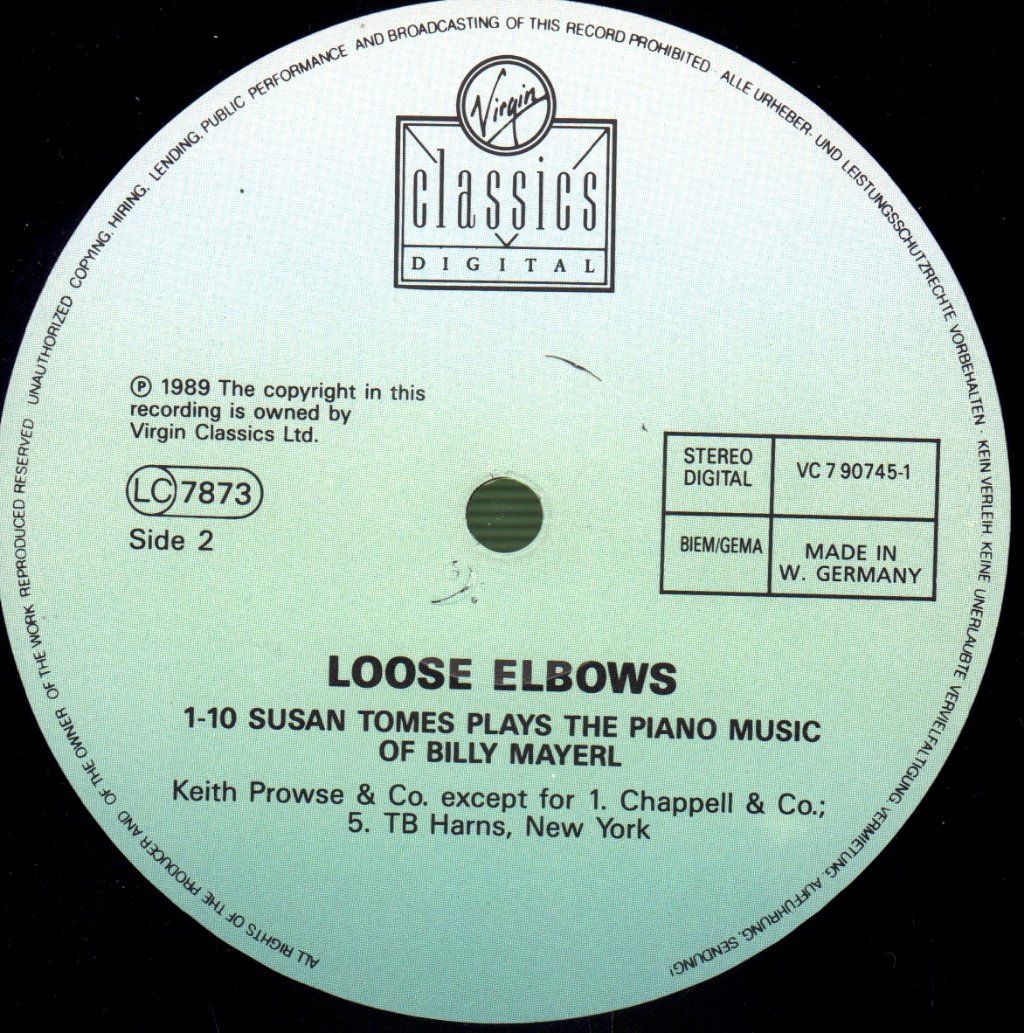 Susan Tomes - Loose Elbows - Plays The Piano Music Of Billy Mayerl - Lp