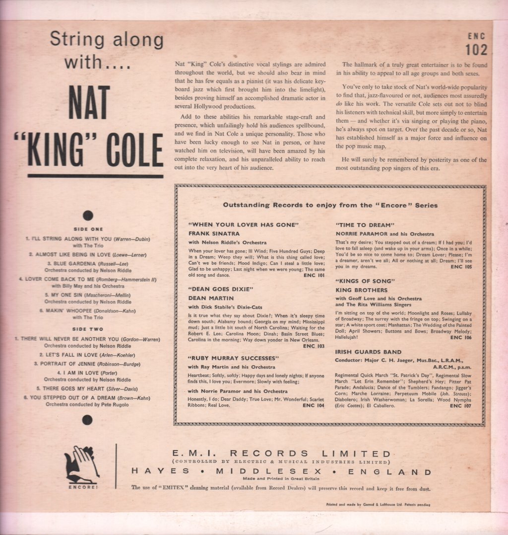 Nat King Cole - String Along With - Lp